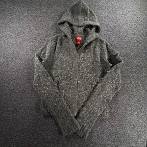 Tilt Hooded Cardigan Womens L Gray Wool Blend Knit Open Front Magnetic snaps